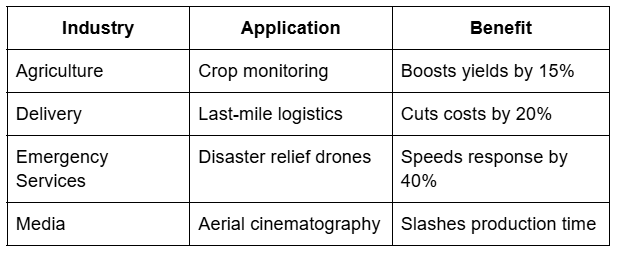 Indusry, Application, Benefit Table
