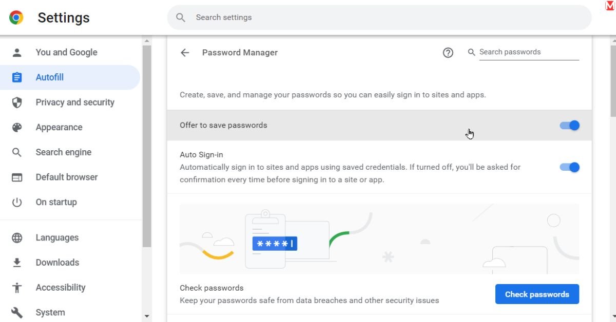 google chrome password manager