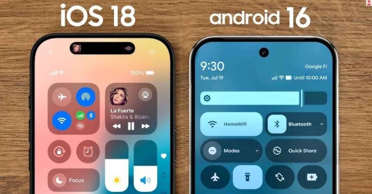 Android 16 phone showing Material 3 expressive wallpaper and updated quick settings