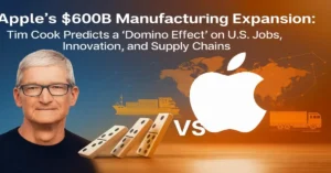 Apple commits $600 billion to U.S. manufacturing, creating jobs and building a domestic silicon supply chain.