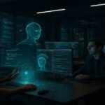 Home 23 AI coding assistant in futuristic 2026 workspace