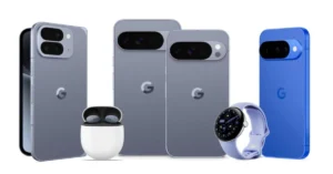 Google Pixel 9 Pro with titanium frame and AI-powered features.