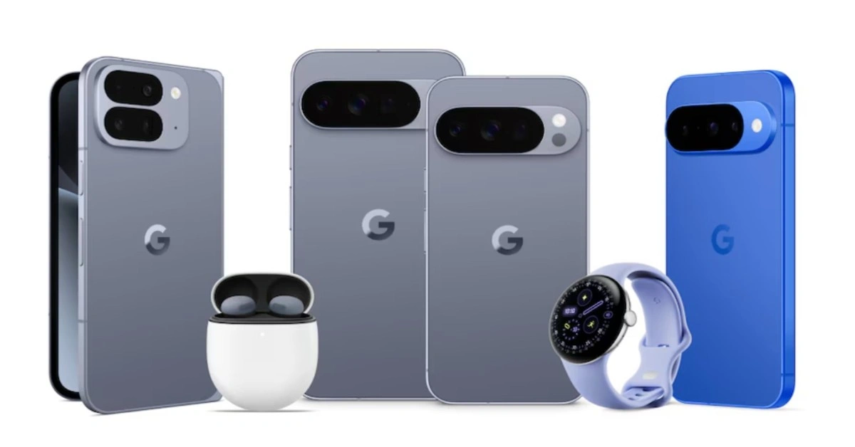 Google Pixel 9 Pro with titanium frame and AI-powered features.