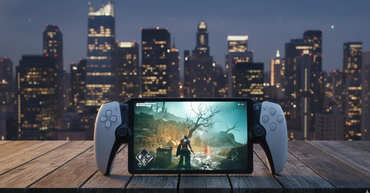 PlayStation Portal with Pulse Explore or Pulse Elite headphones, highlighting 3D audio and controller haptics.