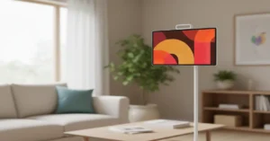 Samsung Movingstyle 27-inch touchscreen display on a rollable stand