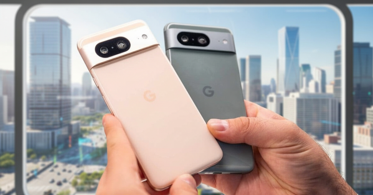 Two Google Pixel phones showcasing the latest November Pixel Drop features, including AI photo edits and Remix in Messages.